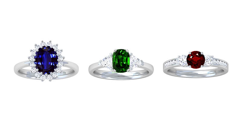 Precious Gemstone Rings sapphire, emerald and ruby