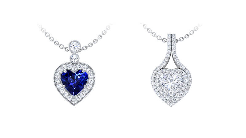 Buy Heart Shaped Gemstone Pendants - ruby sapphire emerald and diamond pendants