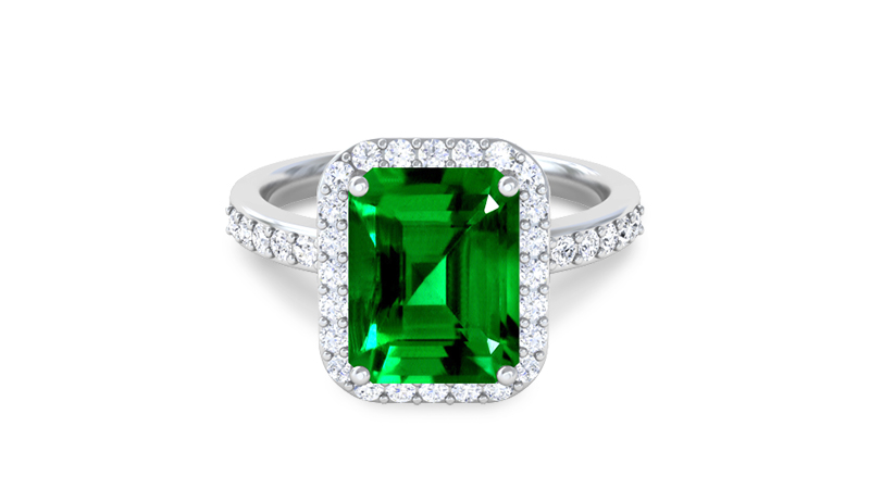 Emerald Halo Ring by GemsNY