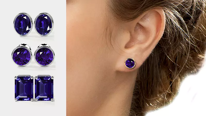 tanzanite solitaire earrings