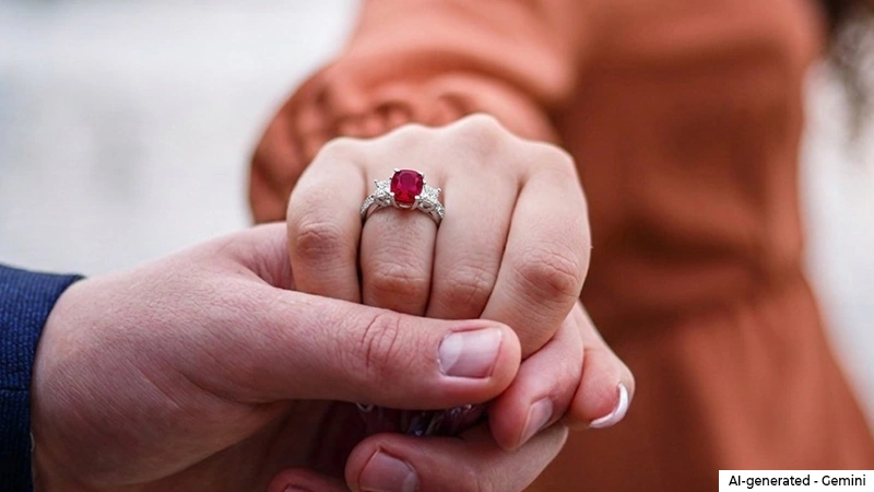  bride showing her wedding ring