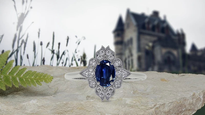 Antique Inspired Sapphire Engagement Ring
