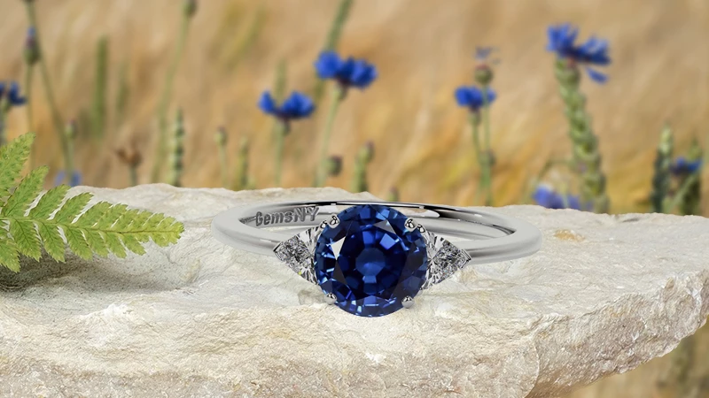 Double Diamond Halo Sapphire Engagement Ring