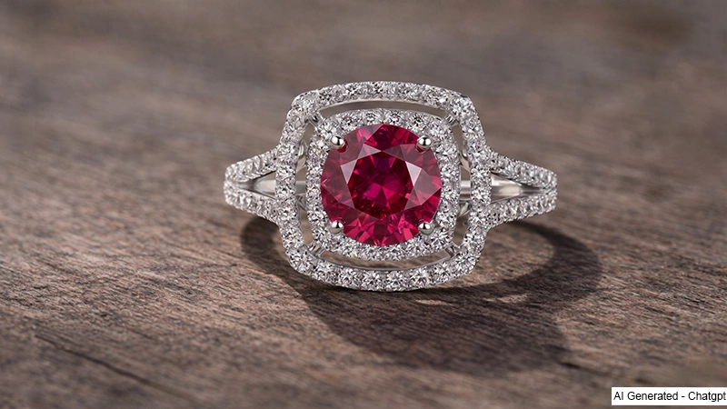 Double Halo Pink Sapphire Ring