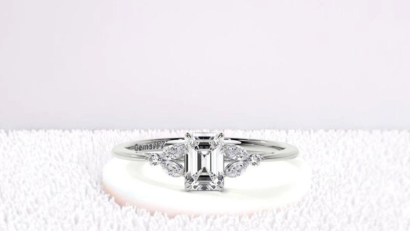 Emerald Cut Side Stone Ring