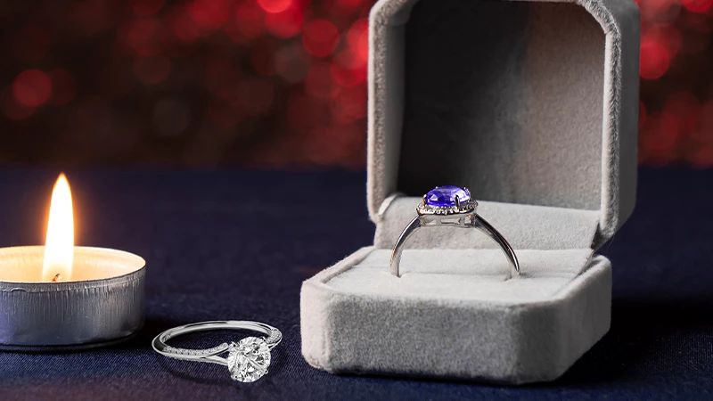 tanzanite and diamonds in this ring