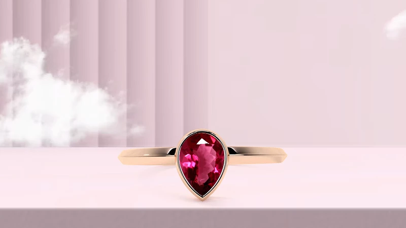 Teardrop Pink Tourmaline Engagement Ring