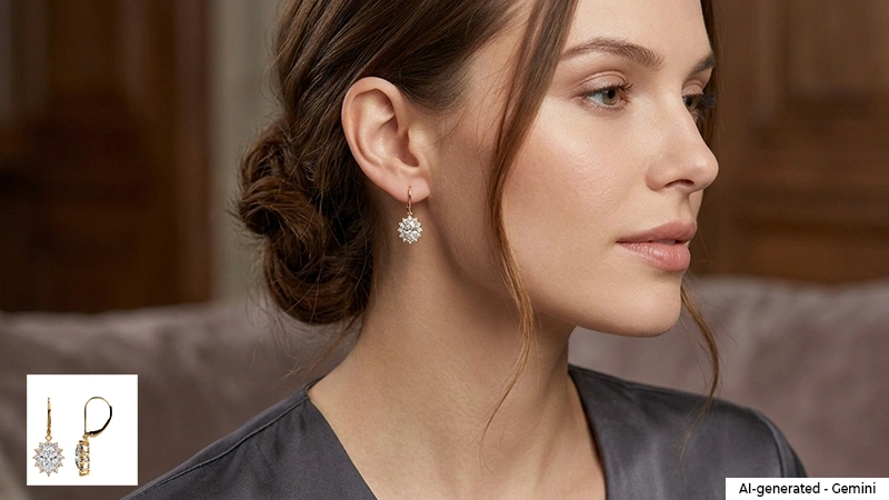 women wearing diamond hoop earrings