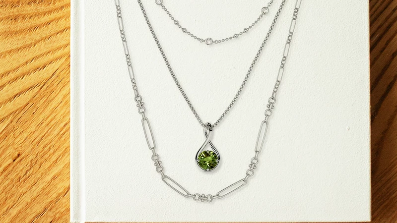 Layered Necklace With Alexandrite Pendant