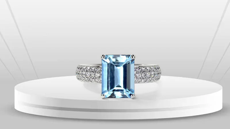 emerald-cut aquamarine ring