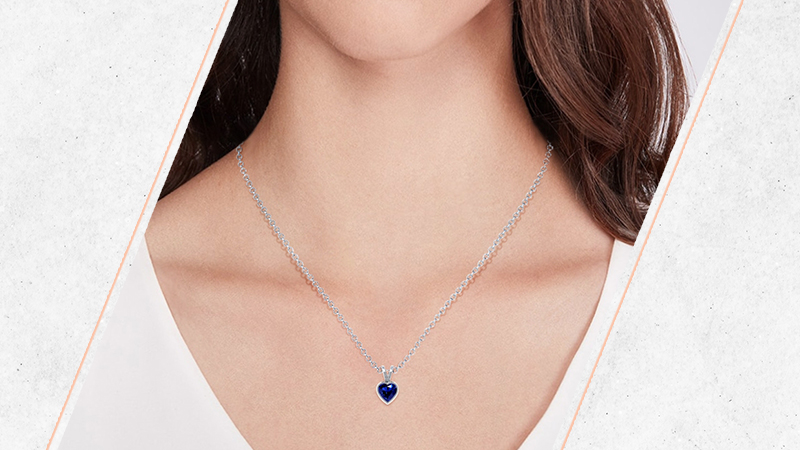 Heart-shaped Prong Set Sapphire Pendant