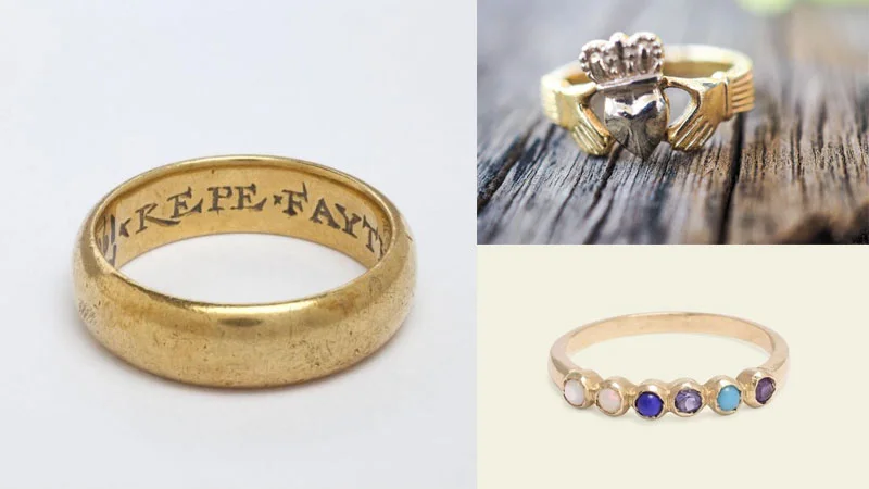 Claddagh ring and an acrostic ring