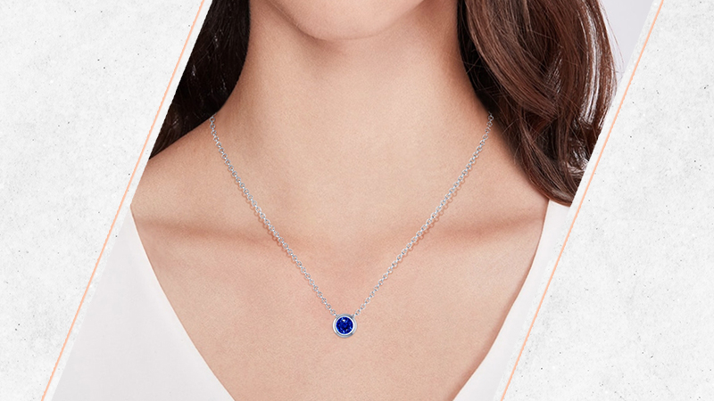 Round Bezel Set Sapphire Pendant