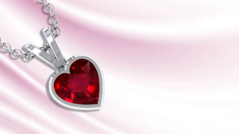 Heart Cut Ruby Pendant Necklace