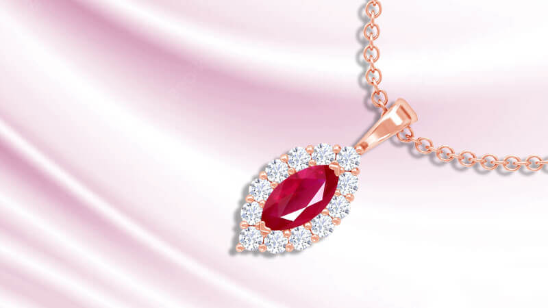 Marquise Cut Ruby Pendant Necklace