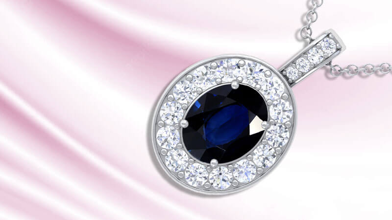Oval Cut Sapphire Pendant Necklace