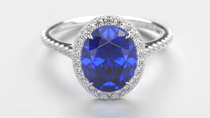diamond halo sapphire rings