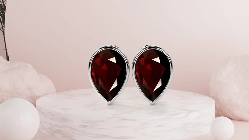 Pear Shaped Ruby Stud Earrings