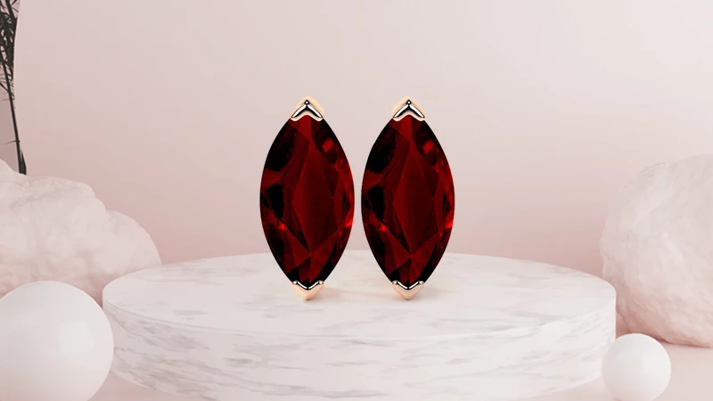 Marquise Cut Ruby Stud Earrings