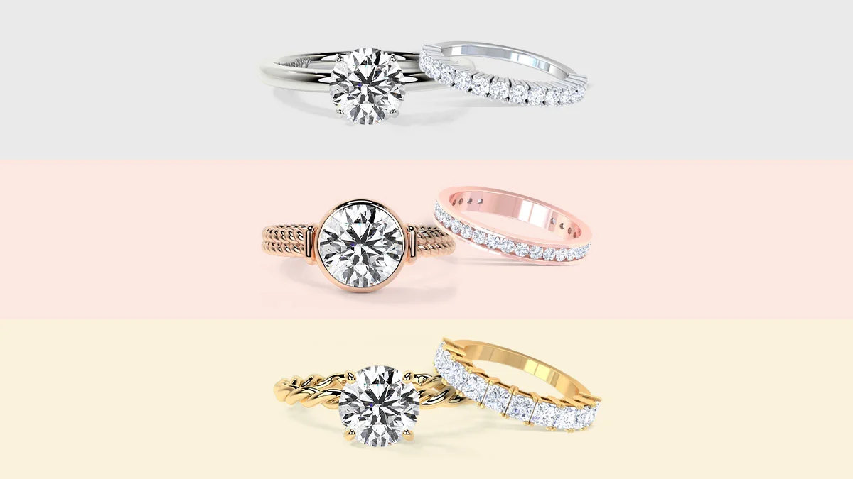 collection of diamond solitaire rings and eternity bands