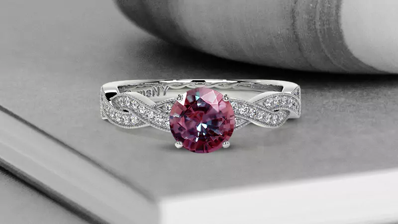 lab-created alexandrite engagement ring