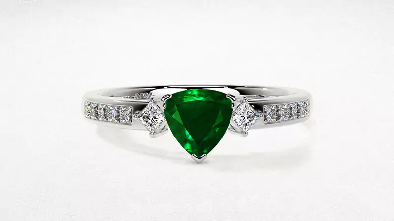 Three-stone Emerald Engagement Ring