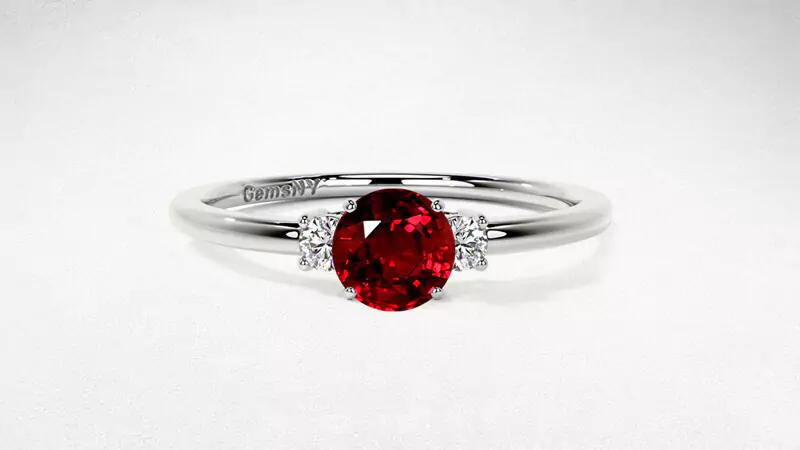 Three-stone Ruby Engagement Ring