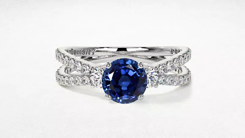 Three-stone Sapphire Engagement Ring