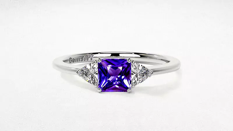 Three-stone Tanzanite Engagement Ring