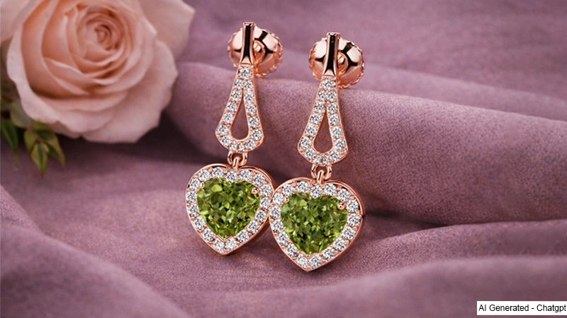 Heart Shape Alexandrite Diamond Halo Dangle Earrings