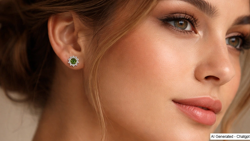Round Cut Alexandrite Floral Halo Stud Earrings