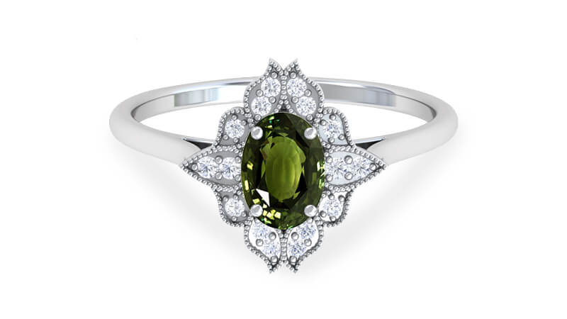 alexandrite Florence vintage engagement ring