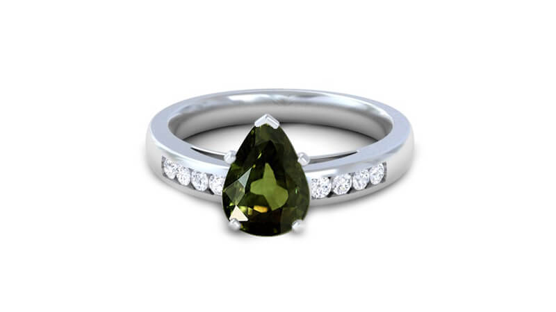 pear-shaped alexandrite engagement ring