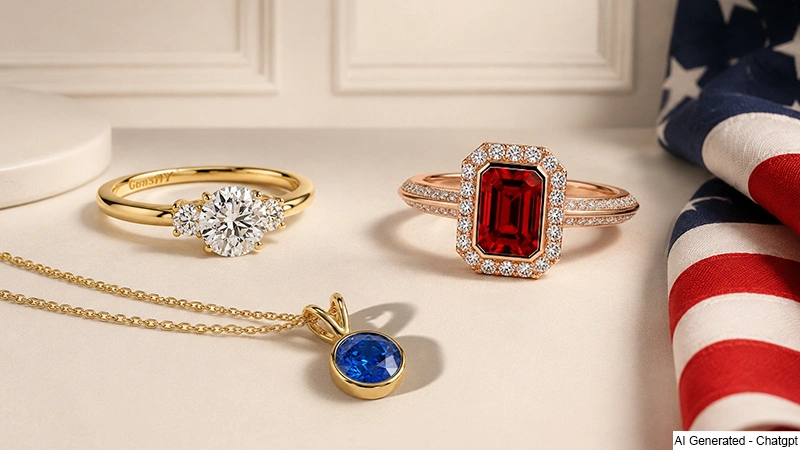 jewelry with American flag backdrop