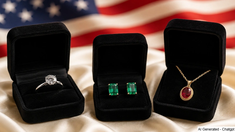  Jewelry in boxes with American flag