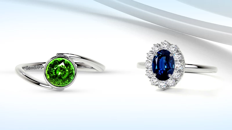 sapphire and tsavorite garnet rings