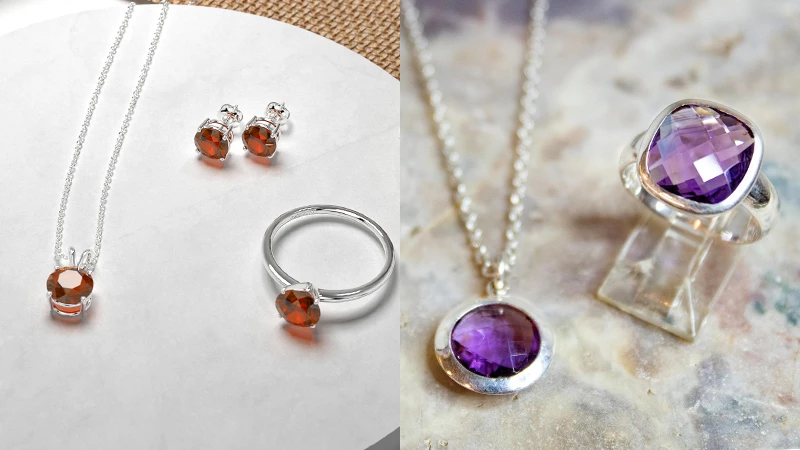 Garnet  and Amethyst jewelry