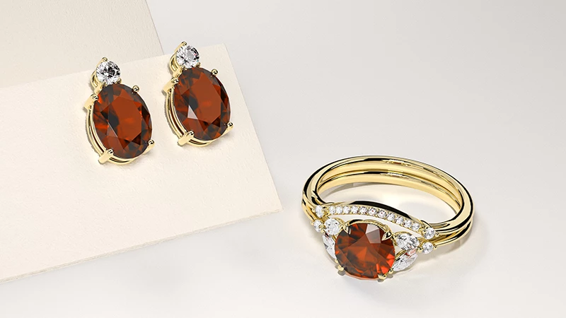 Hessonite Garnet Earring & Ring