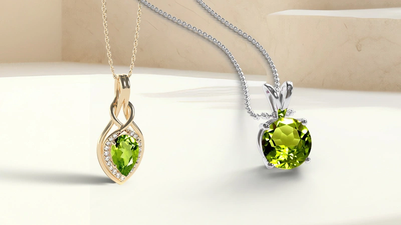 August birthstone Peridot Pendant Necklaces