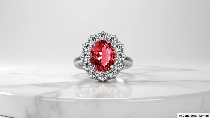 Pink Tourmaline Halo Ring