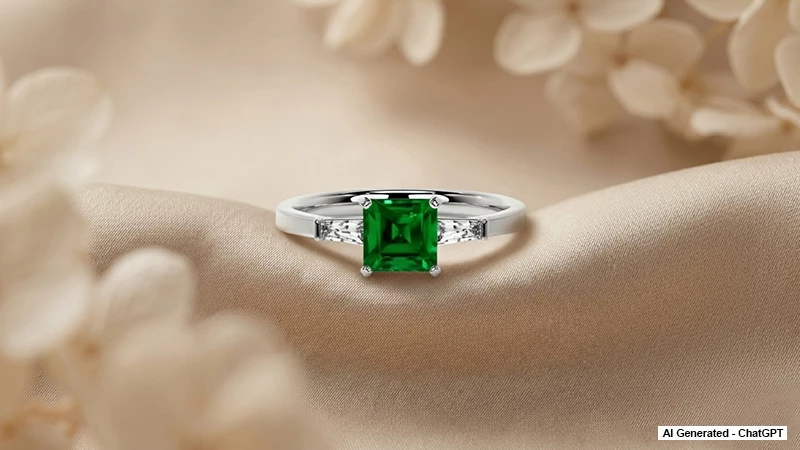 Emerald and Diamond Three-Stone Ring