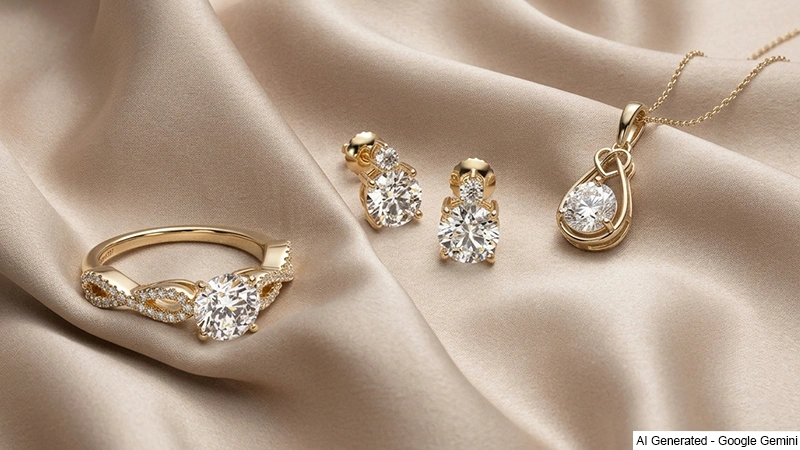 color paired with diamond jewelry pieces
