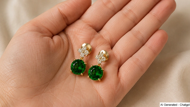 person holding a gemstone earring