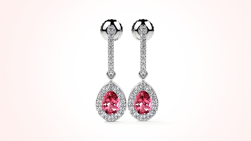 Pink tourmaline dangle earrings