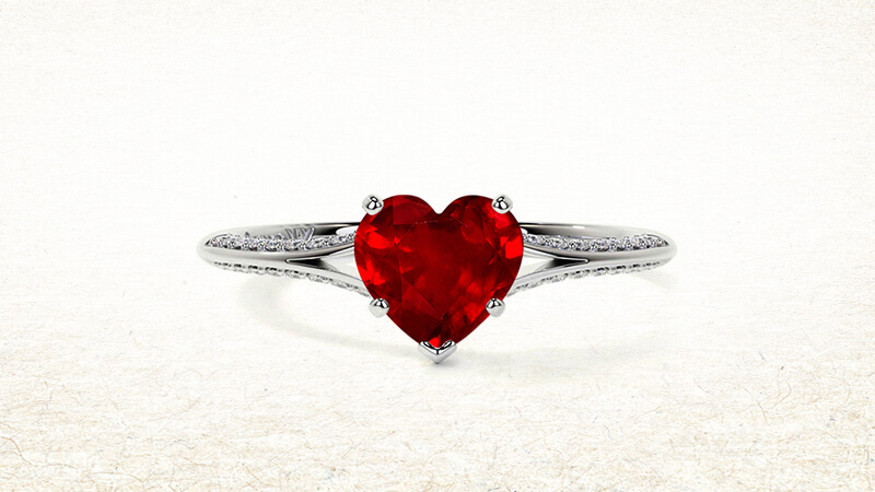 Heart-Shaped Ruby Engagement Ring