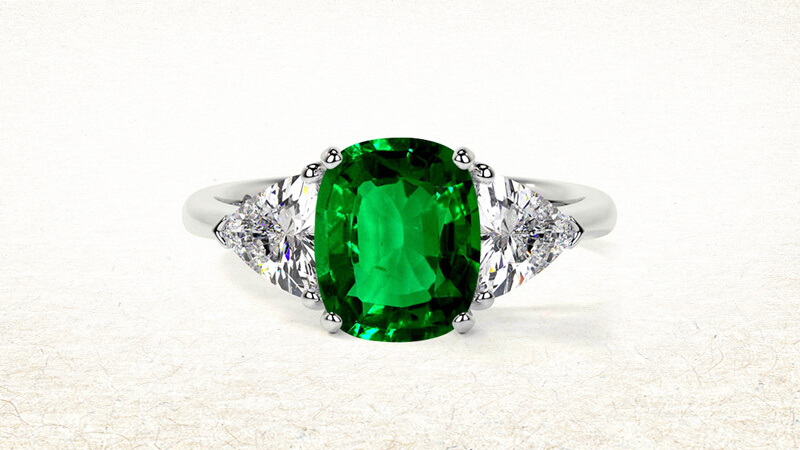 Three-Stone Emerald Engagement Ring