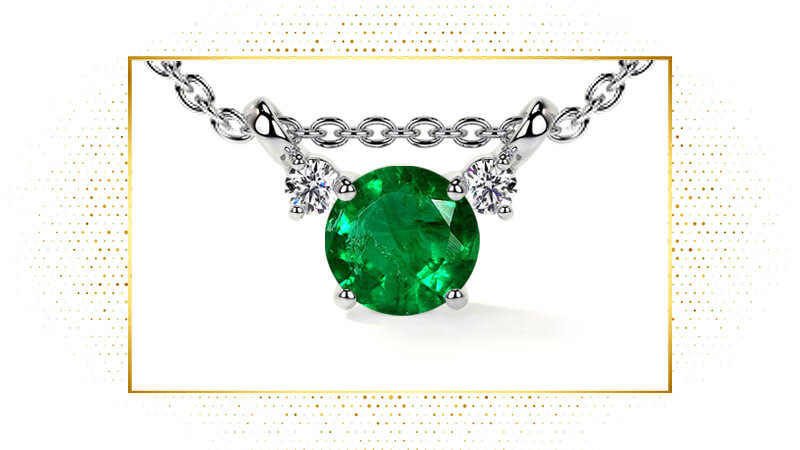Round-cut Emerald And Diamond Three-stone Black Friday Pendant Sale
