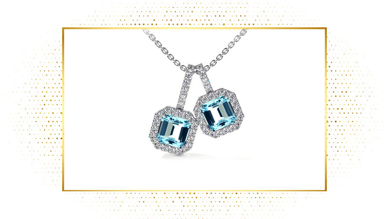 Emerald-cut Aquamarine Two-stone Black Friday Pendant Sale