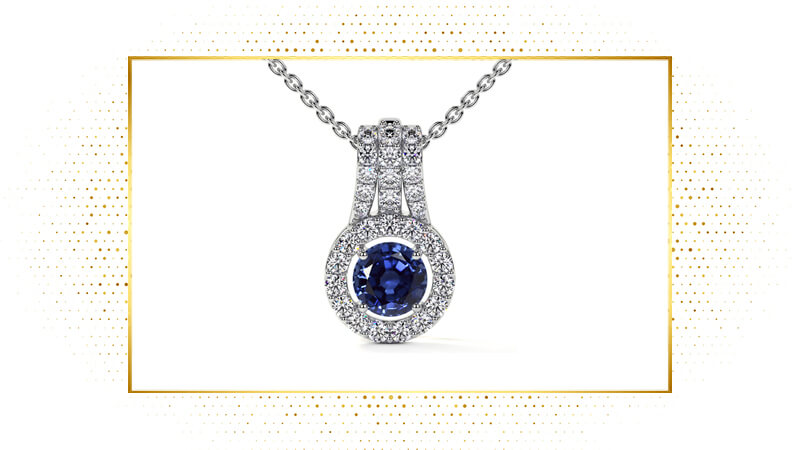 Round-cut Sapphire Halo Black Friday Pendant Sale