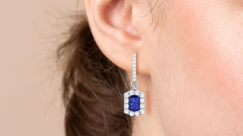 pair of blue sapphire dangle earrings